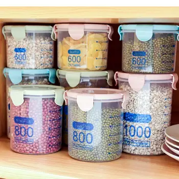Alimente Cutie De Depozitare Din Plastic De Bucatarie Alimente Pe Bază De Cereale Orez Cu Bob Cutie De Depozitare Recipient De Sticla CaseKitchen Accesorii Organizator