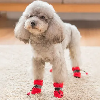 Animale De Companie Cald Iarna Pantofi Pisică Câine De Iarnă De Pluș Antiderapante Groase De Bumbac Pantofi Confortabil De Siguranță Reflectorizante Pantofi