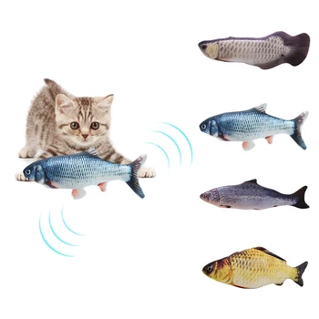 Animale de companie Moale Electronice Formă de Pește Pisică Jucărie de Încărcare USB de Simulare Pește Jucării Pisica Amuzant Guma de Joc Consumabile