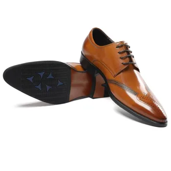 Autentice Din Piele De Sculptură De Nunta Barbati Pantofi Anglia La Modă Mens Pantofi Rochie Subliniat Toe Dantele Birou De Afaceri Carieră Pantofi De Lucru