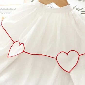 Babyinstar 2021 Primăvară Haine Noi Fete Dulci cu mâneci Lungi în formă de Inimă Croitorie Design Mare de Guler de Dantelă Albă de Prințesă Tricou