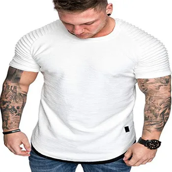 Barbati Slim Fit O-Gat Maneci Scurte Musculare tricou Casual Topuri Tricouri Oameni Noi Solidă Bumbac Casual Top T Shirst Îmbrăcăminte