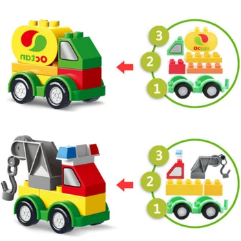 Blocuri de constructii Excavator Macara Remorcă Mașină de Jucărie Jucării pentru Copii de Învățământ Compatibil cu Particule Mari Blocuri de Creativitate