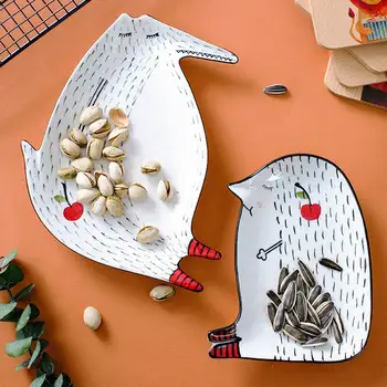 Bucătărie Plăci Ceramice, Desene Animate Drăguț Pentru Copii Castron Mic Dejun Farfurie Desert Gustare De Fructe Animal Tavă Tacâmuri Uz Casnic, Veselă De Masă