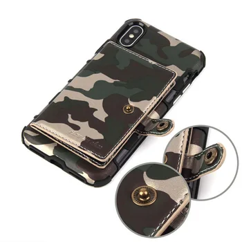 Camuflaj militar Armata de Piele de Culoare Catarama Telefon Caz Pentru iphone x/xs/xr/xs max /6/7 Caz Camo Capacul din Spate Cu Slot pentru Card