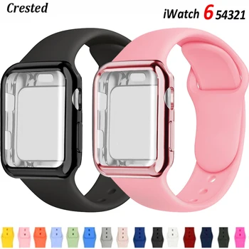 Caz+Curea Pentru Apple Watch band 44mm 40mm 38mm 42mm 40 44 mm Silicon smartwatch watchband corra bratara iWatch 3 4 5 6 se trupă