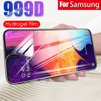 Caz de protecție pentru Samsung Galaxy A7 A9 2018 A6 A8 J4 Plus Ecran Protector Hidrogel Film pentru Samsung A50 A51 A40 J6 J4