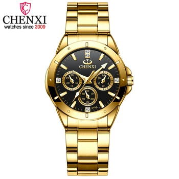 CHENXI Ceas de Aur Femei Ceasuri de Top de Brand de Lux Quartz rezistent la apa pentru Femei Ceas de mână Brățară Moda Doamnelor Fete Ceas