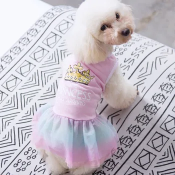 Coroana Tipărite Printesa Rochie de Îmbrăcăminte pentru animale de Companie Câini Gol Fire Fusta de Vara Haine de Câine Mic Costum Fusta Drăguț Bulldog francez