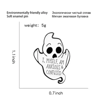 Creative de Halloween fantoma aliaj brosa Personalizata fantomă guler de camasa vopsea email pin Sac de decor insigna