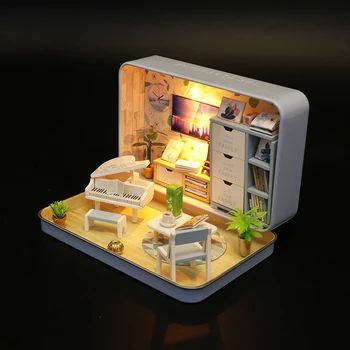 Cutie de Teatru de Păpuși Drăguț DIY din Lemn, Păpuși în Miniatură Jucarii Copii Asamblare Manuală Case de papusi pentru Copii Cadouri la Domiciliu Decr