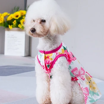 Câine Drăguț Rochie Catelus Accesoriu Plin De Culoare Vesta Rochie De Câine Fusta Primavara Vara Respirabil Catelus Creative Flori Fusta