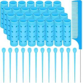 De Dimensiuni mici Role de Păr Set, Include 28 de Plastic de Buna Role de Păr 0.63 Inch/ 1.6 cm Bigudiuri cu Oțel Pintail Pieptene