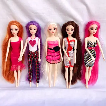 De moda Rochie de 15 Elemente/lot Papusa Accesorii Copii Jucarii = 5 Papusa Haine + Random 5 Păpuși Pantofi +5 Umerase Pentru Barbie Joc DIY