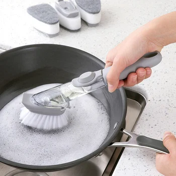 De spălat vase perie burete maner lung adăuga Automat detergent oală-spălare perie multifuncțională degresare accesorii de bucatarie