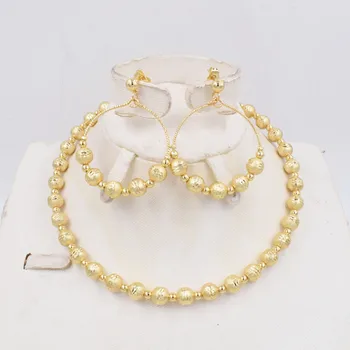 De înaltă Calitate, Dubai, Italia 750 de culoare de Aur de Bijuterii Set MARE Pentru Femei din africa de mărgele moda bijuterii set colier cercei bijuterii