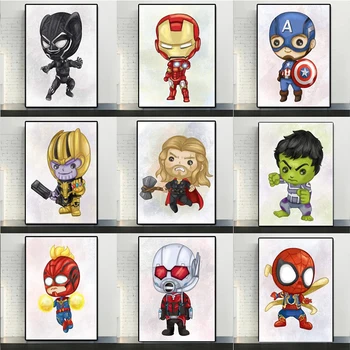 Desene animate Marvel Avengers super-Erou Panza Pictura Postere si Printuri de Arta de Perete Cadou de Ziua Baieti Copii Dormitor Decor Acasă