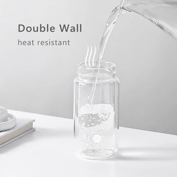 Design nou cu Perete Dublu de Sticla Vid Sticla de Apa cu Filtru pentru Ceai Ceai Mic de Separare a Apei Cana din Otel Inoxidabil Infuser Iubitorii