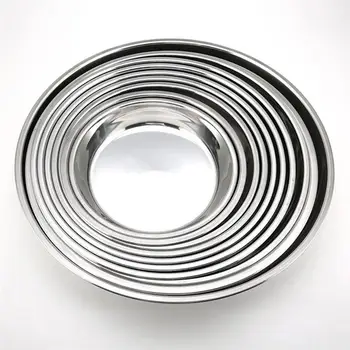 Din Oțel inoxidabil Non-magnetic Rotunde Plate Placă Portabil Farfurie Farfurie Farfurie cu Fructe, Tort Tava de Copt (24CM/26CM/28CM/30CM, Argint)