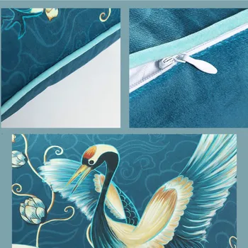 DUNXDECO Pătrat Pernele de Acoperire Perna Decorativa Caz Artistică Modernă Chineză Elegant Macara de Culoare Albastru Perna Scaun Canapea Coussin