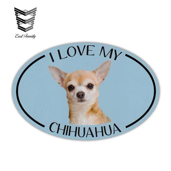 EARLFAMILY 13cm x 8,7 cm Oval Rasa de Câine Imagine Autocolant Masina imi Iubesc Chihuahua Autocolant Decal Styling Auto Accesorii