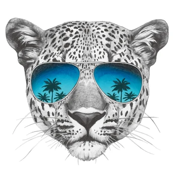 Ei bine Leapard Cu ochelari de Soare Combinație de Fier Pe Patch-uri Pentru tricouri Aplicatiile Diy de Transfer de Căldură de Vinil Sticke
