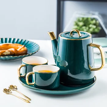 European Mici De Lux Ceramica Ceainic Urmă Un Design În Aur Cald Și Rece, Fierbător Costum Ibric De Cafea Set De Cafea De După-Amiază