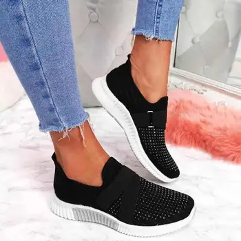 Femei Adidași 2020 Nou Bling Stras Pantofi Doamnelor Alunecare Pe Talpa Confortabil Rularea Pantofi De Mers Pe Jos De Sex Feminin Plat Pantofi De Sport