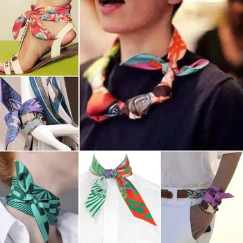 Femei De Moda Cap Gât Cravată De Păr Banda De Cravată Abstracte, Animal Print Varietate Mâner Sac Legat Esarfa