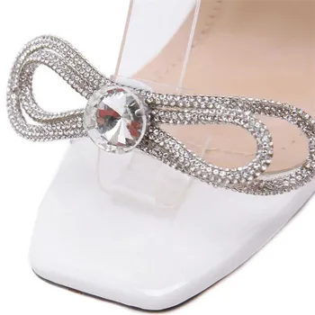 Femei Sandale cu Toc de Cristal bowknot Stripteuză Bal Fetish Stiletto Vara sandale de sex Feminin Valentine Plus Dimensiune Pantofi de Femeie