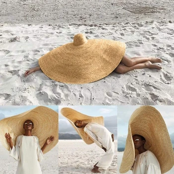 Femei Vara Margine Largă Supradimensionate Palarie de Soare de Culoare Solidă Protecție UV Pliabil de protecție Solară Floppy Mare de Paie pe Plajă Capac