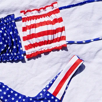 Femeile cu Steagul American a patra din iulie Două Piese Set de Bikini, Costume de baie, Body costume de Baie costum de Baie pe Plajă, îmbrăcăminte de sex feminin biquini