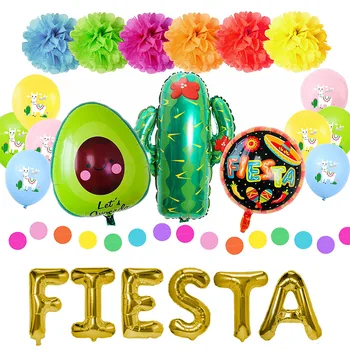 Fiesta Decoratiuni Partid Mexican Consumabile Partid Plin De Culoare Lama Alpaca Cactus Fiesta Balon Banner Cactus Baloane Folie Sarbatori