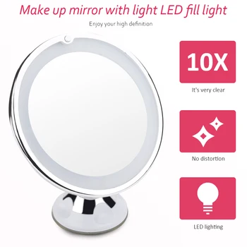 Flexibil Oglindă de Machiaj 10X Mărire Oglinzi LED iluminat Ecran Tactil Oglinda Masa de toaleta Portabil Oglinzi Cosmetice