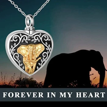 Forma De Inima Elefant Urna Coliere Pentru Cenușa De Incinerare Bijuterii Pentru Cenușă Memorial Ash Pandantiv Suvenir Cadouri