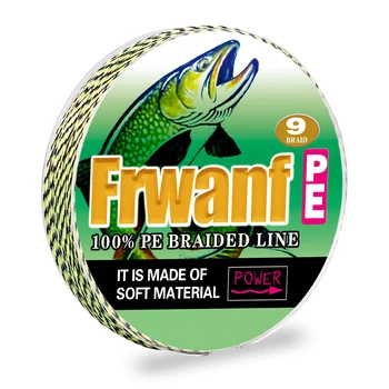 Frwanf super noi împletitură de pescuit linie 100m 300m 9 Fire puternică pe fir fir 15 20 30 50 60 80 100LB se amestecă pata de culoare linie
