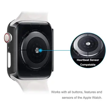 Full cover pentru Apple Watch serie SE 6 5 4 3 2 mat bara de protectie din Plastic cadru greu de caz cu film de sticlă pentru iWatch ecran protector