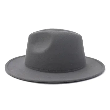 Gri Interior Roz Mozaic Lână Simțit Jazz Pălării Fedora Bărbați Femei De Moda Noua Margine Largă Panama Trilby Capac