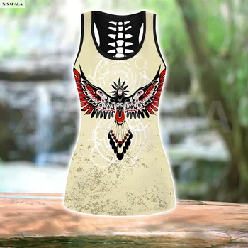 Haida Culturii Tatuaj Două Piese Yoga Set Femeile de Imprimare 3D Vesta Gol Rezervor de Top Talie Mare Legging Vara Casual Sport