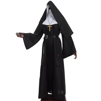 Halloween Dress Călugăriță Costum Cosplay Femeile Fecioara Maria Carnaval Demonice Înfricoșător Vestido Medieval