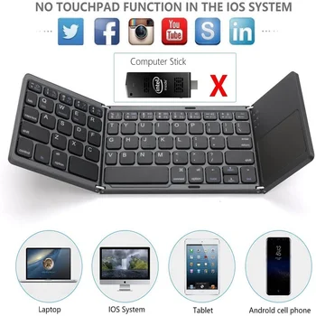 Inteligent de Pliere 64 De Chei de la Biroul Tastatura BT Wireless Reîncărcabilă Tastatura Cu Touch Pad Pentru PC, Android, Ios, Tableta Ipad Telefon