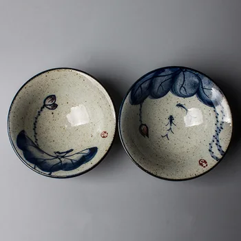 Jingdezhen Ceramică de epocă ceașcă de ceai pictate manual kungfu set de ceai bambus pălăria albastră și o cană de ceai alb NR.YZ3
