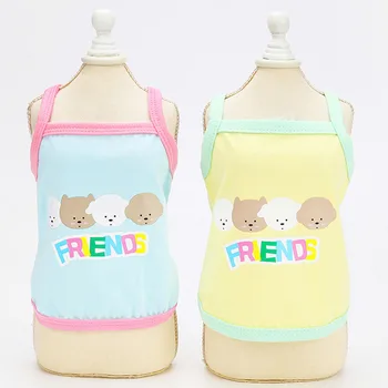Kawaii Vara Haine de Câine Set Bomboane de Culoare tricou Cu Bavete Pentru Caini de talie Mica Bichon Teddy Desene animate Tricou Haine Catelus Cat de Îmbrăcăminte