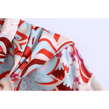 KRSB 2021 Vara Femei Geometrice Roșu de Imprimare Chic Casual Tricou Confortabil Șic Cravată Cravată Boem Nobil Stil Etnic
