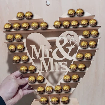 Lemn Mr & Mrs Ciocolata Display Stand Nunta Centrală Desert Gustare Suport Pentru Decoratiuni De Nunta De Petrecere Cadou