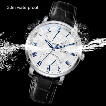 LOBINNI Cuarț Ceas Barbati Top Brand de Lux Mens Ceasuri Safir rezistent la apa din Piele reloj hombre Moda horloges mannen