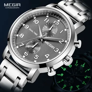 MEGIR Bărbați Ceasuri de Lux Ceas Cronograf pentru Om Impermeabil din Oțel Inoxidabil Cuarț Încheietura Ceas Relogios Reloj Montre Часы de sex Masculin