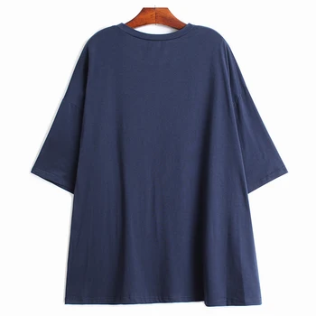 [MEM] Femei Albastru Dimensiune Mare Arc de Imprimare Casual Pierde T-shirt Noi Gât Rotund Maneca Scurta Mareea Moda Primavara-Vara 2021 1DD7246