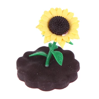 Mini Floare Casă De Păpuși În Miniatură Verde A Plantelor De Floarea Soarelui Ghiveci Papusa Casa Decor