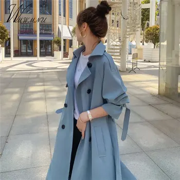 Moda Coreeană Dublu Rânduri De Cercevele Pardesie Femei Elegante, Chic Talie Subțire Canadiană 2021 Primavara Toamna Liber Strat De Bază